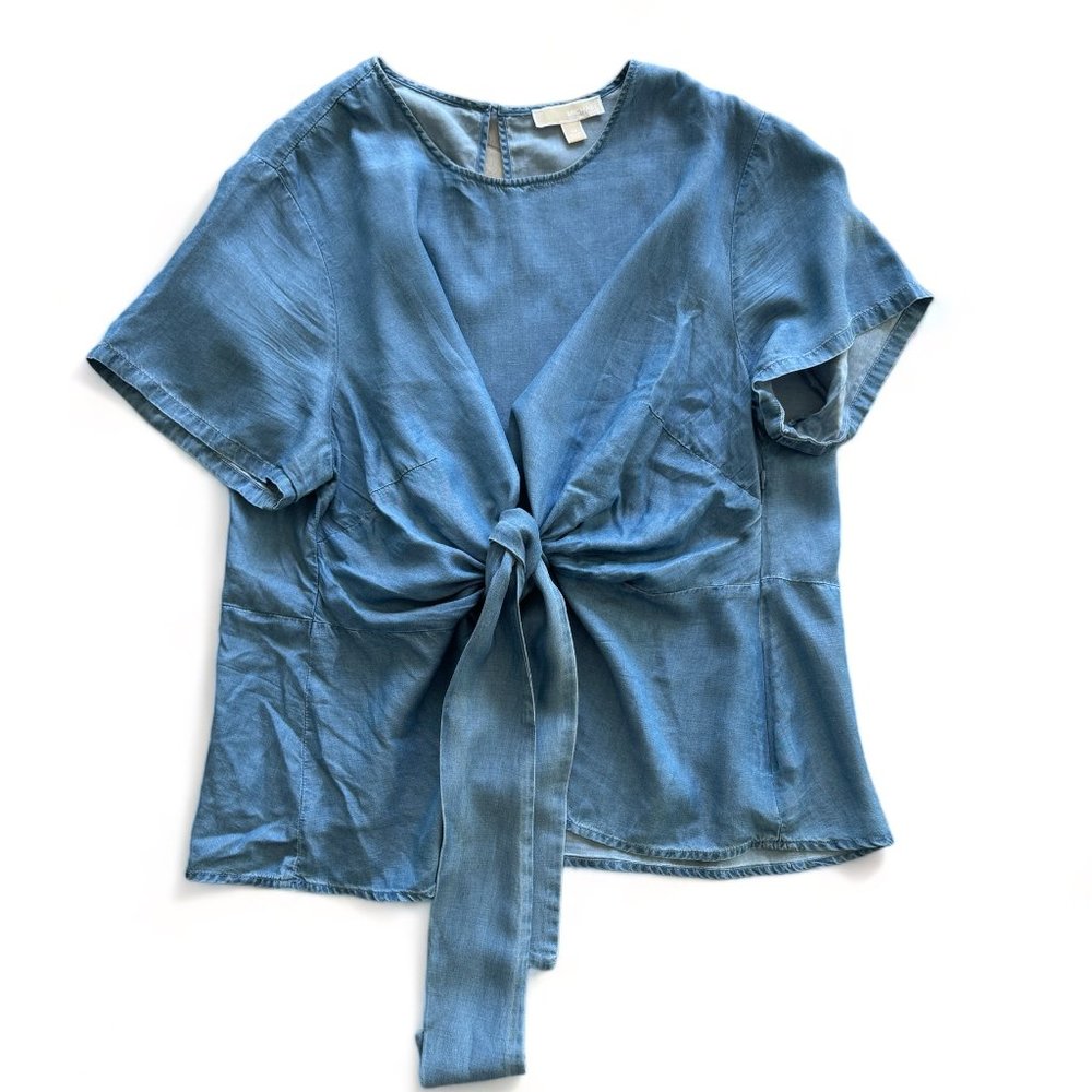 Michael Kors Blue Tie-Front Blouse